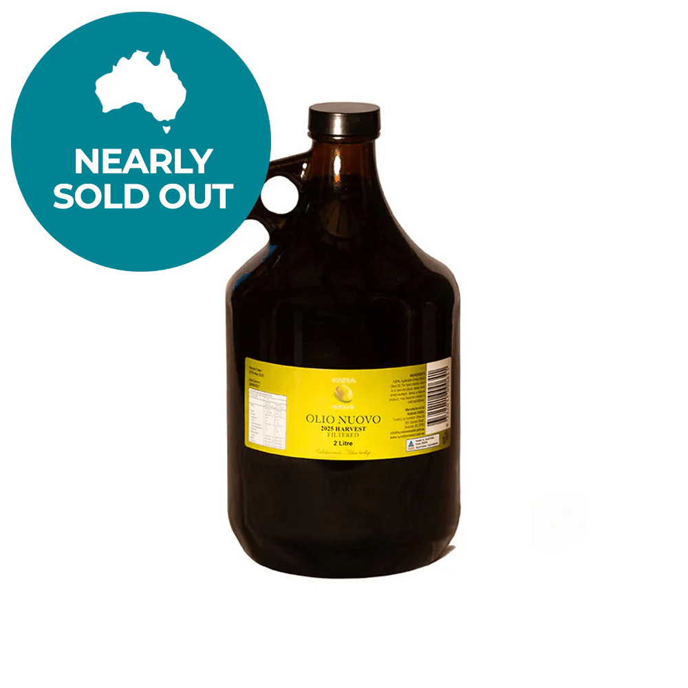 Olio Nuovo extra virgin olive oil 2 litre jug - 2025 harvest by Kyneton Olive Oil